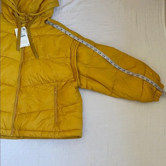 Zara Mustard Yellow Hooded Puffer Jacket - Picture 14 of 14